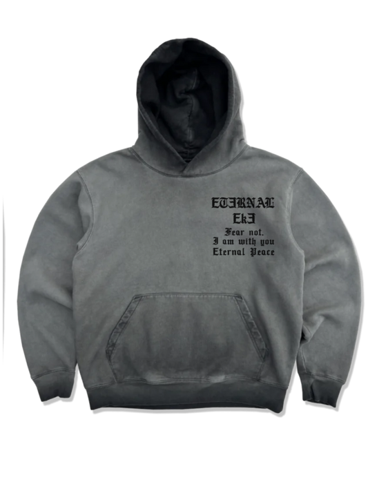Eternal peace stone grey pullover hoodie