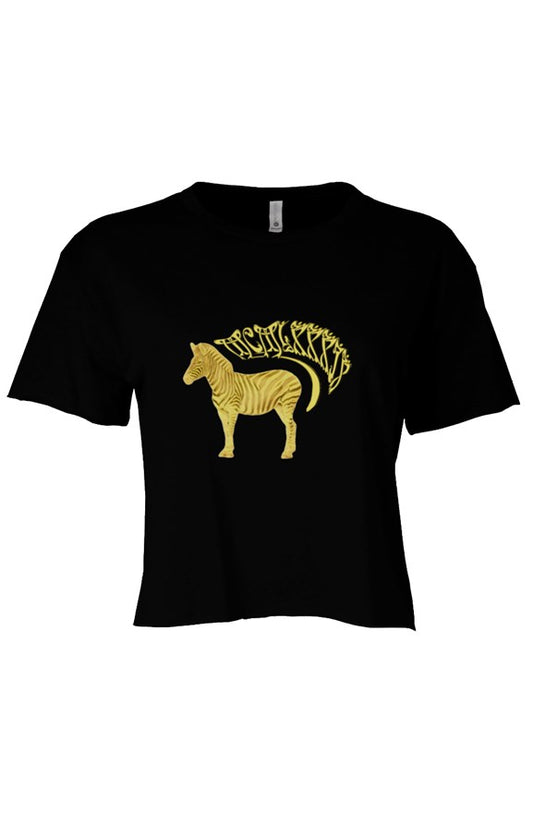 Gold Stripe zebra Blk Festival Womens Cali Crop